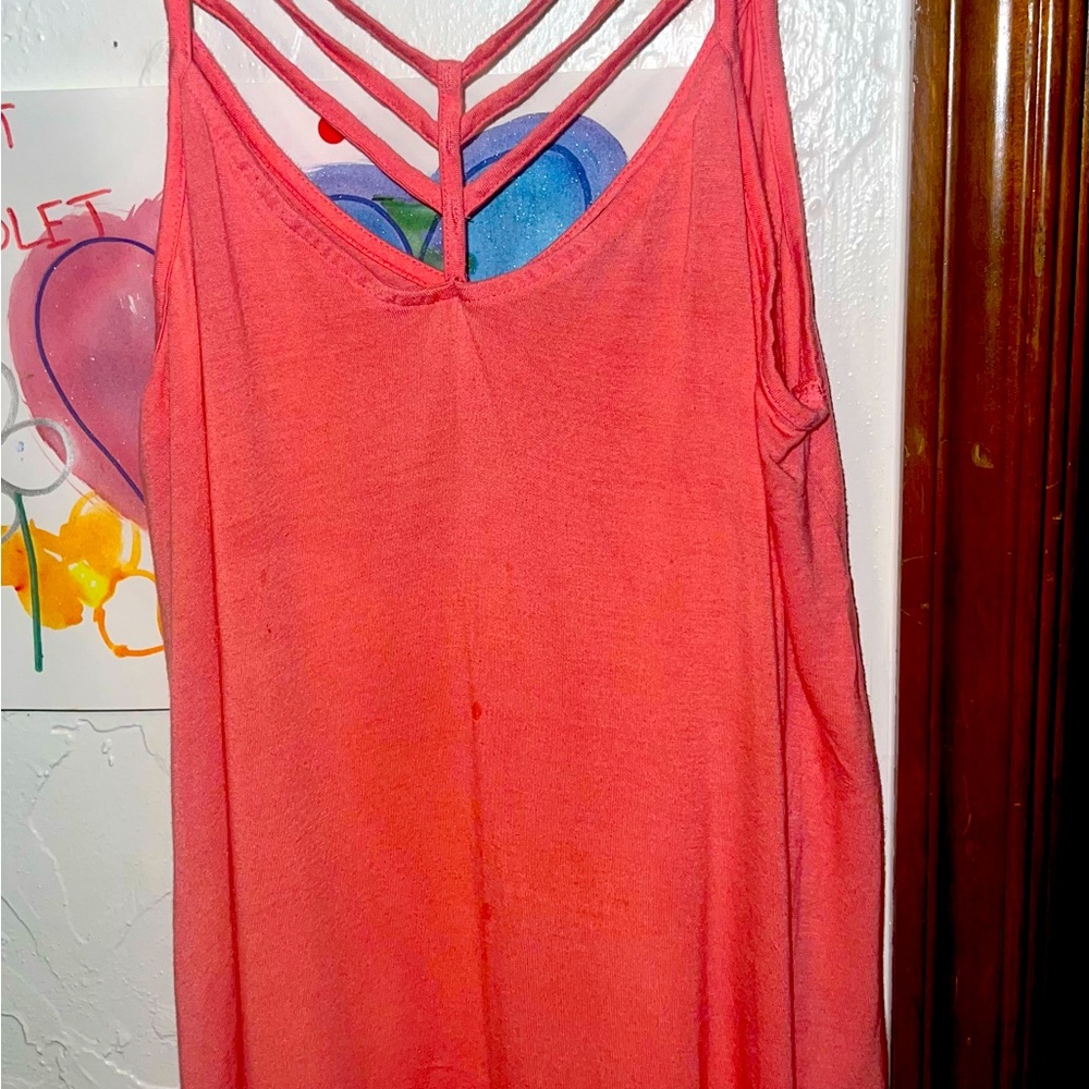 EXPRESS SALMON COLORED FLOWY STRAPPY DETAIL SHIRT